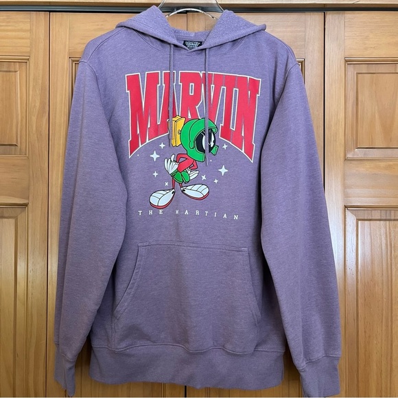Looney Tunes Marvin the Martian Men's Mineral Washed Graphic Hoodie Size Medium - Picture 1 of 6